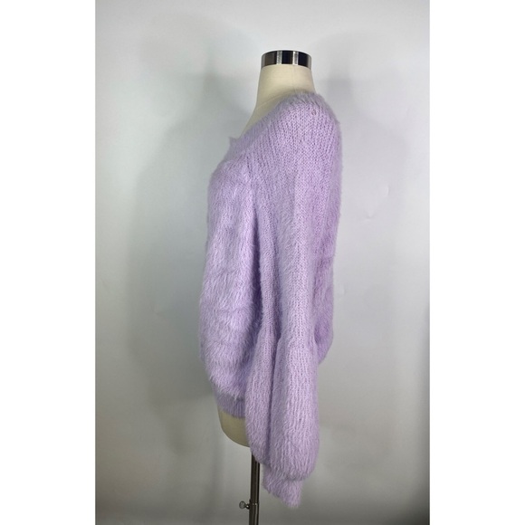 Lucy Paris Fuzzy Wavy Neckline Balloon Sleeves Sweater - Picture 2 of 10